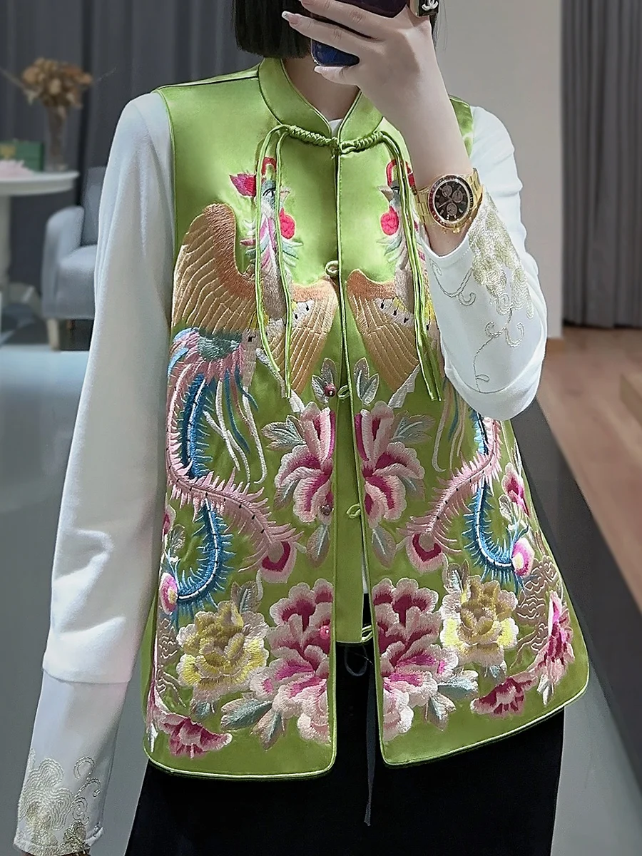 Women's Chinese Style Embroidery Top Loose New Retro Shirt Vest