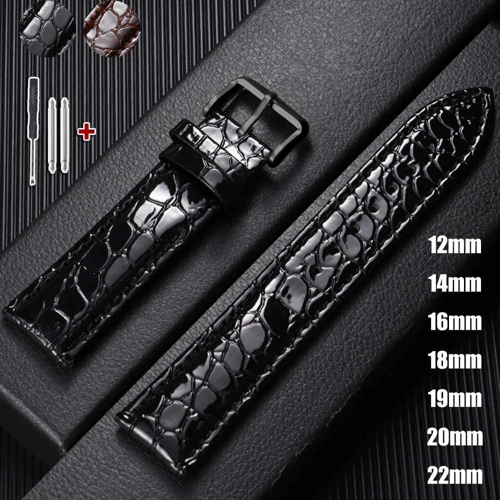 12mm 14mm 16mm 18mm 19mm 20mm 22mm Uhrenarmband mit Krokodilmuster, weiche Uhrenarmbänder, lässiges Business-Uhrenarmband, Armbanduhr