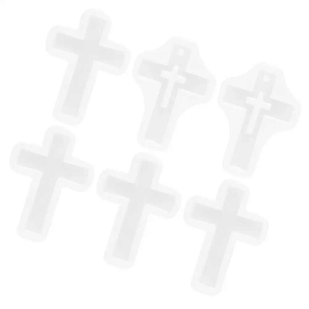 

6pcs Cross Pendant Mold for DIY Crafts Silica Gel Kit 3 Styles Mirror Finish Reusable Epoxy Silicone Jewelry Making Tool