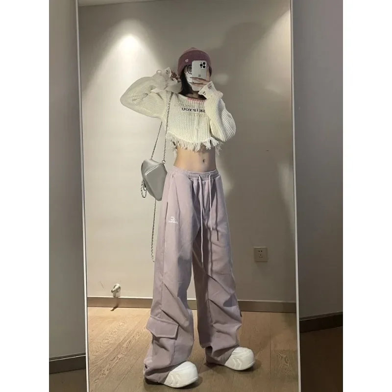 QWEEK Y2k Vintage Corduroy Cargo Pants Women Parachute Baggy Oversize Sweatpants Korean Fashion Sports Causal Trousers Aesthetic