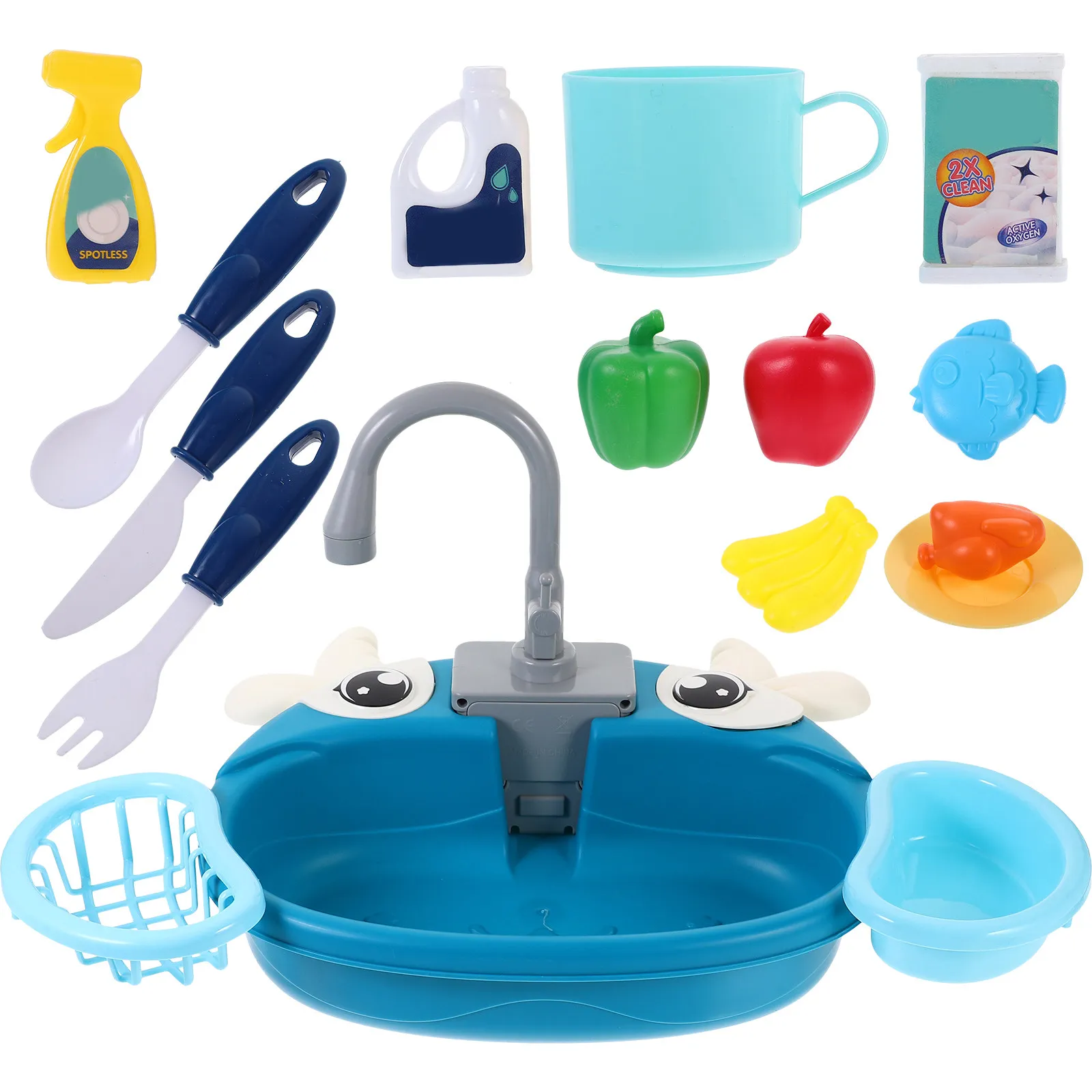 

1Set Pretend Play Kitchen Sink with Running Water Electric Toddler Role Play for Kids Realistic Washing Dish Experience