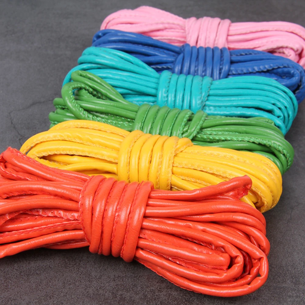 5 Meters 4mm Colorful Faux Sheepskin PU Leather Strap Findings Leather Cord String Rope DIY Necklace Bracelet Making Accessories