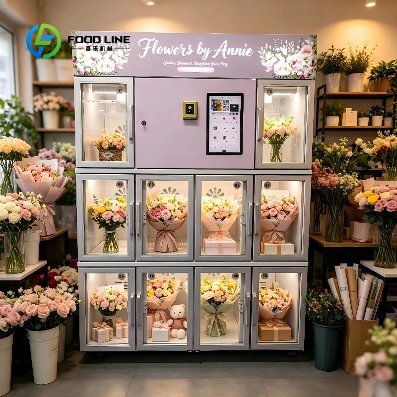 Customized Display Flower Locker Vending Machine 10pcs Capacity Self Service Kiosk Wireless Remote Flower Vending Machine