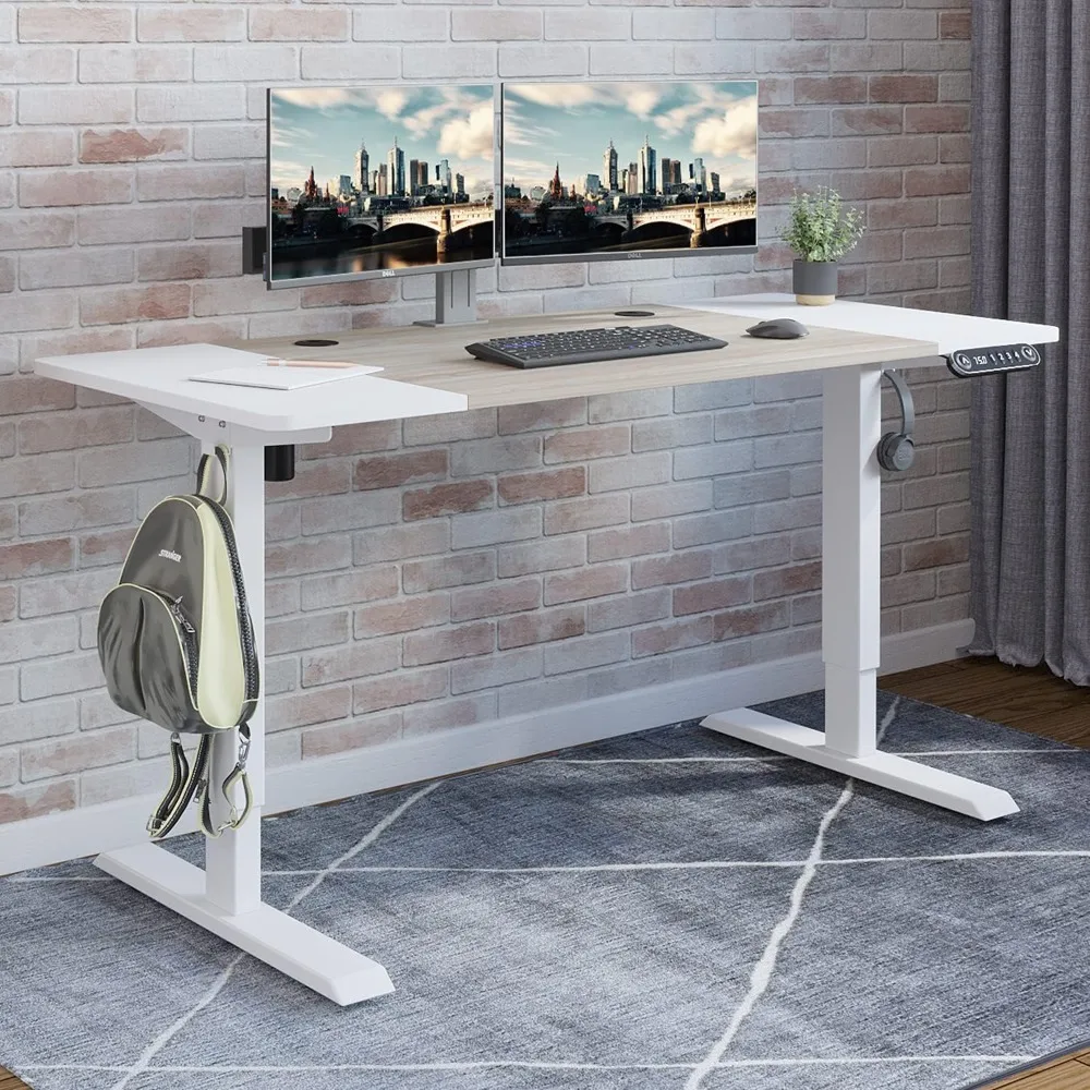 

Electric Height Adjustable Standing Desk, 55 x 24 Inches Stand Up Workstation, Splice Board Home Office Computer Table Ergonomic