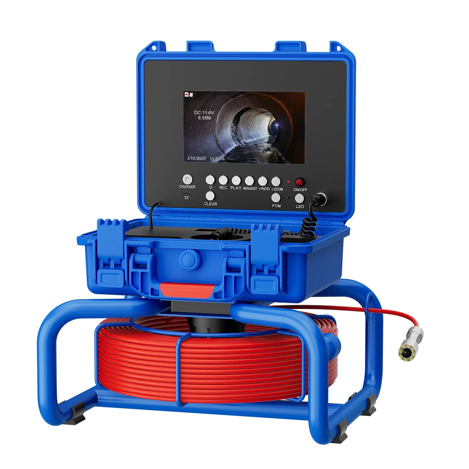 

7 inch Sewer Pipe Inspection Camera with Meter Counter and 512HZ Locator DVR Waterproof Video Endoscope Camera