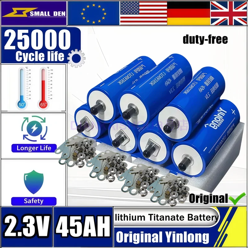 

Yinlong Original 2.3V 45Ah 66160 lithium titanat batterie 10c DIY 12V 24V 48V rv solar lautsprecher auto power ladung batteries