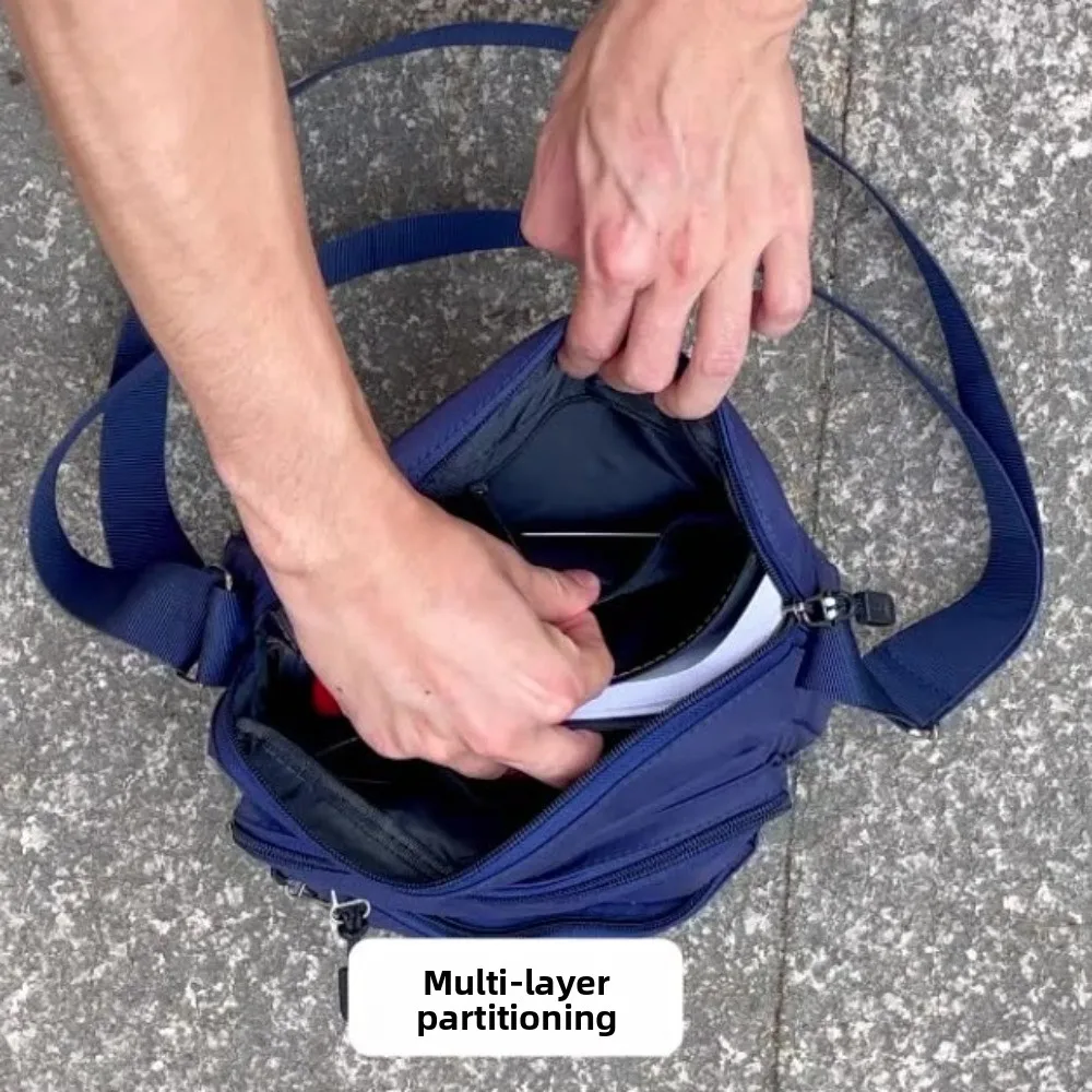 

Solid Color Men Crossbody Bag Lightweight Large Capacity Business Shoulder Bag Multi-pockets Waterproof Small Square Bag Men