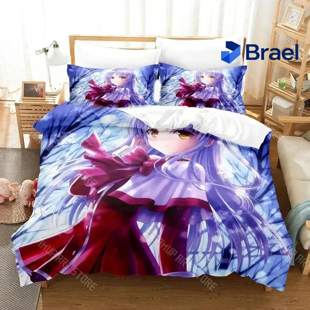 Exquisite 3D Print Anime Angel Beats Bedding Set Duvet Cover Bed Set Quilt Cover Pillowcase Comforter King Queen Size Boys Adult