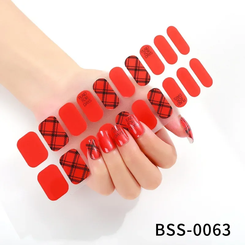 20pcs/Pack Self Press Gel Nail Stickers UV Polish Wraps Shiny Beauty Nail Gift Manicure Decorations Press On Stickers