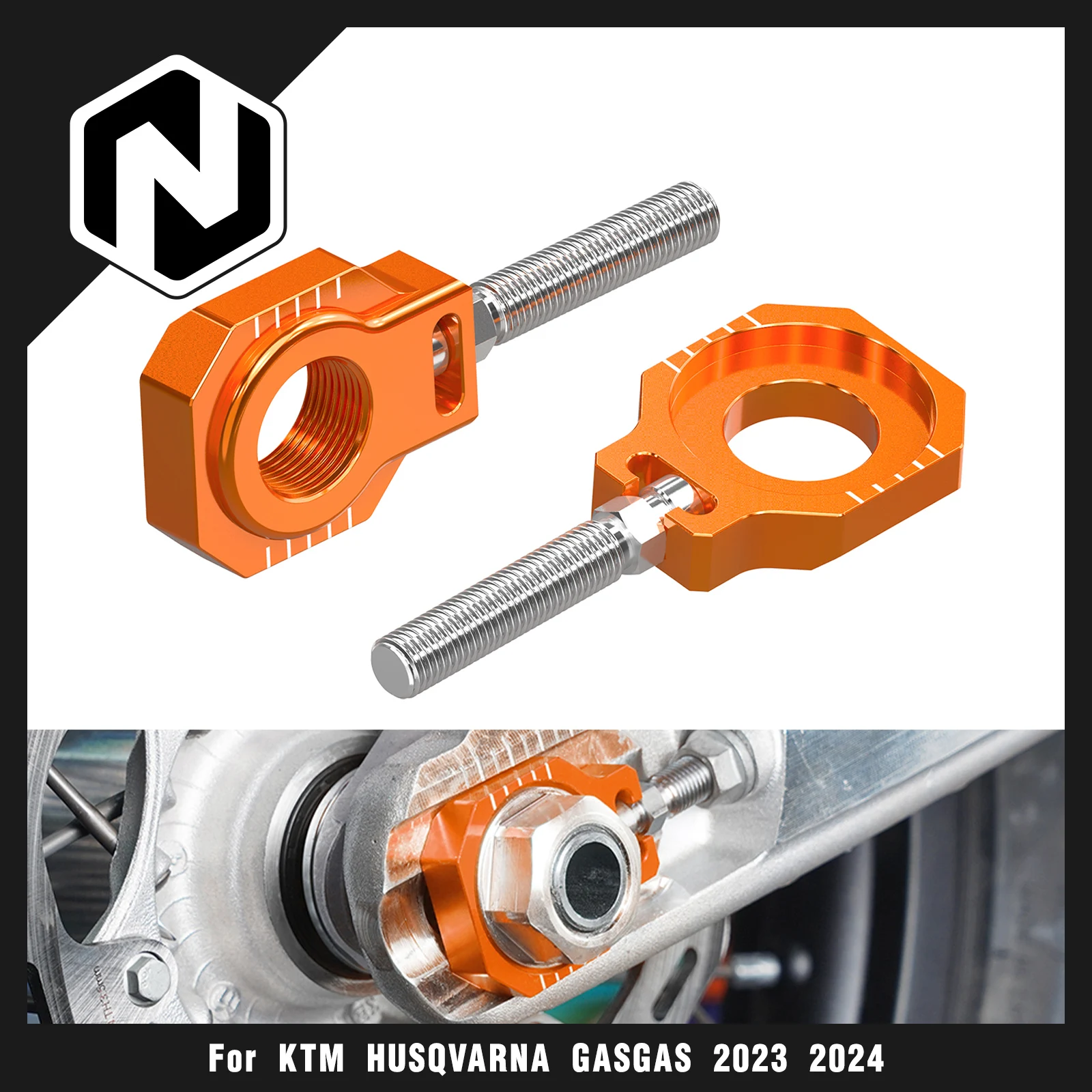 

NICECNC For KTM EXC 300 2024 22mm Rear Axle Blocks Chain Adjuster EXC EXCF XCW 250 300 350 450 500 2024 SX SXF XC XCF 2023-2024