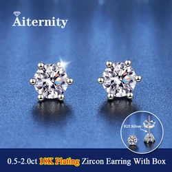 18K Plating Earrings S925 Sterling Silver D Color VVS1 Zircon Earring Stud for Women As Shinning As Diamond Wedding Jewelry