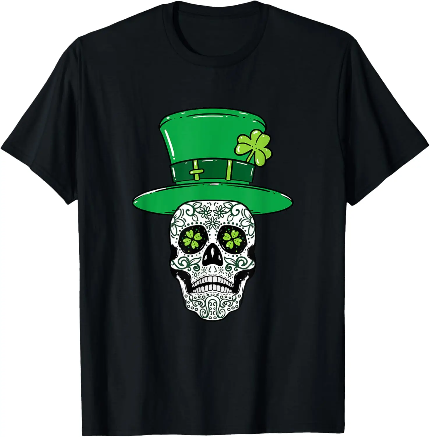 

Irish Sugar Skull Clovers Saint St Patrick's Day of Dead T-Shirt