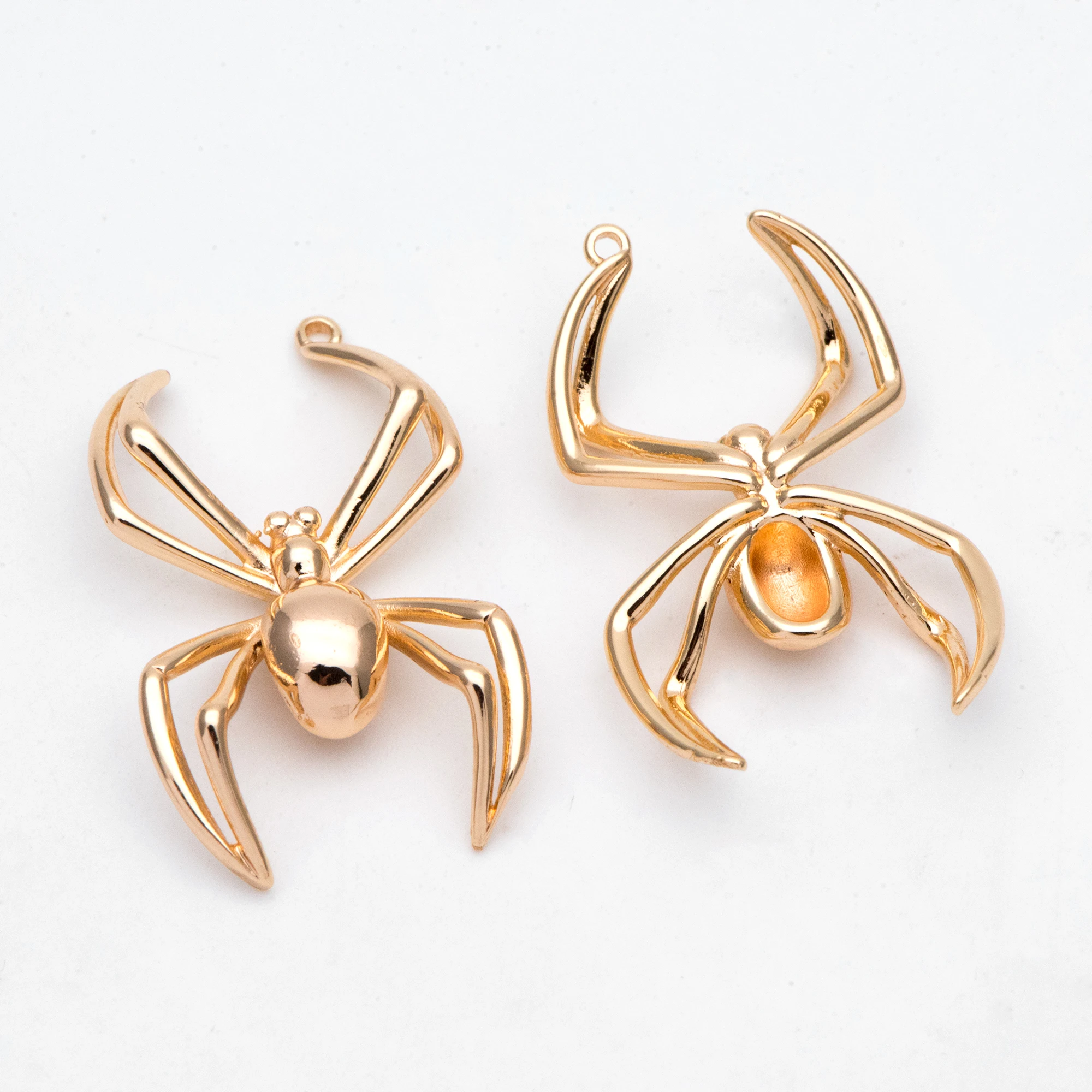 

10pcs Spider Charms, Real Gold Plated Brass, Araneid Pendants For Jewelry Making DIY Accessories Supplies (GB-3132)