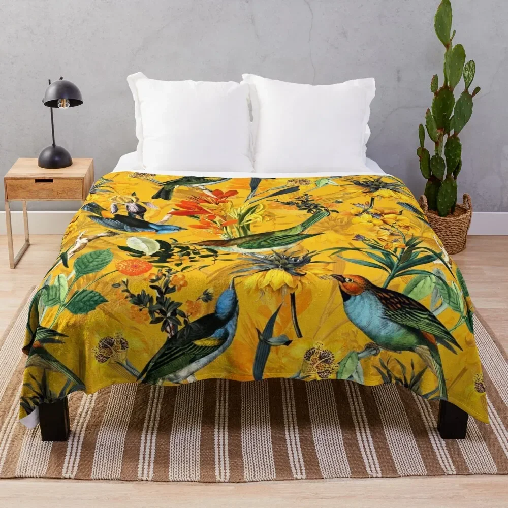 Pierre Joseph Redoute vintage flowers and hummingbirds nostalgic pattern Throw Blanket Thermal for winter halloween Blankets