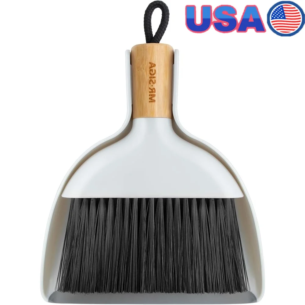 

Мини-набор щеток для совок, портативный комбинированный чистящий комбинированный бамбуковая ручка, эффективные снасти для беспорядков, идеальный домашний офис, кухня, гараж