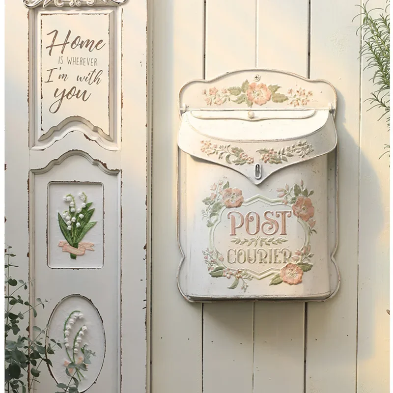 European Style Retro Letter Box Outdoor Garden Decorative Ornaments Creative Wall Hanging Message Case Iron Do Old Post Bucket