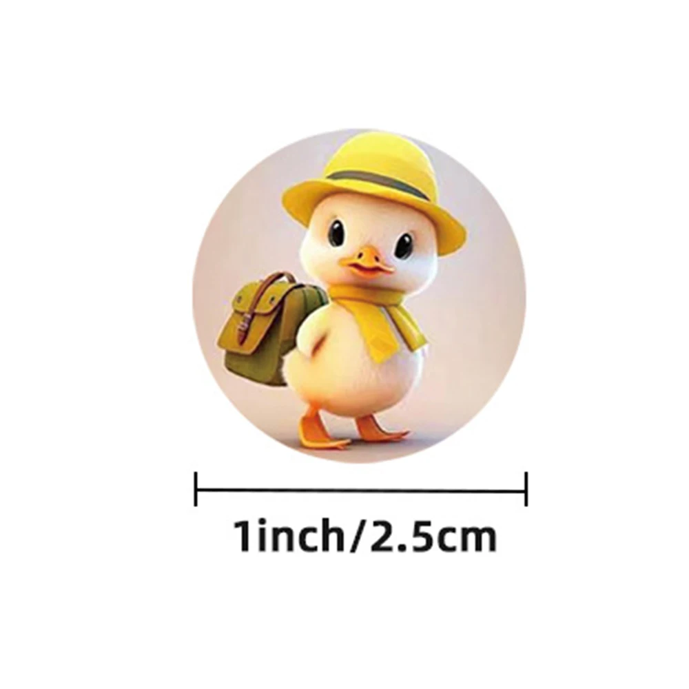 500pcs Round Lovely Duck Stickers Reward Self Adhesive Seal Lables For Teachers To Kids Encourage Students Decro Gifts Seal