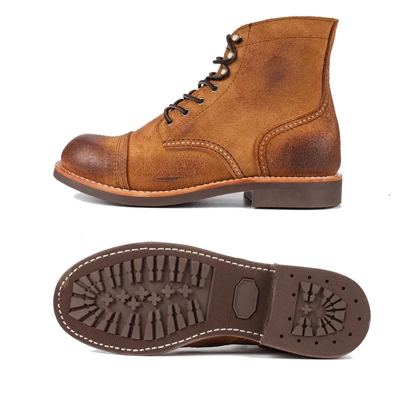Men Genuine Leather Goodyear-Welted Vintage Boots Mens High specificationBoots High quality handmade Mens shoes
