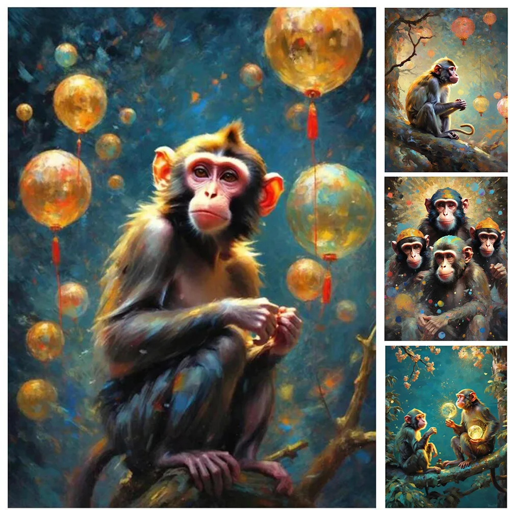 Diamond Painting Monkey Picture Rhinestones Diamond Embroidery Aniaml Full Square Round Mosaic Cross Stitch DIY Decor For Home