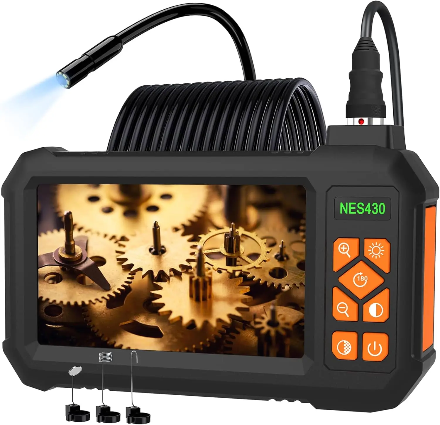 Borescope Camera 1080P Industrial Endoscope Camera 4.3inch Screen 8 LED 8mm Single Lens Inspection IP67 Waterproof for Car Pipe