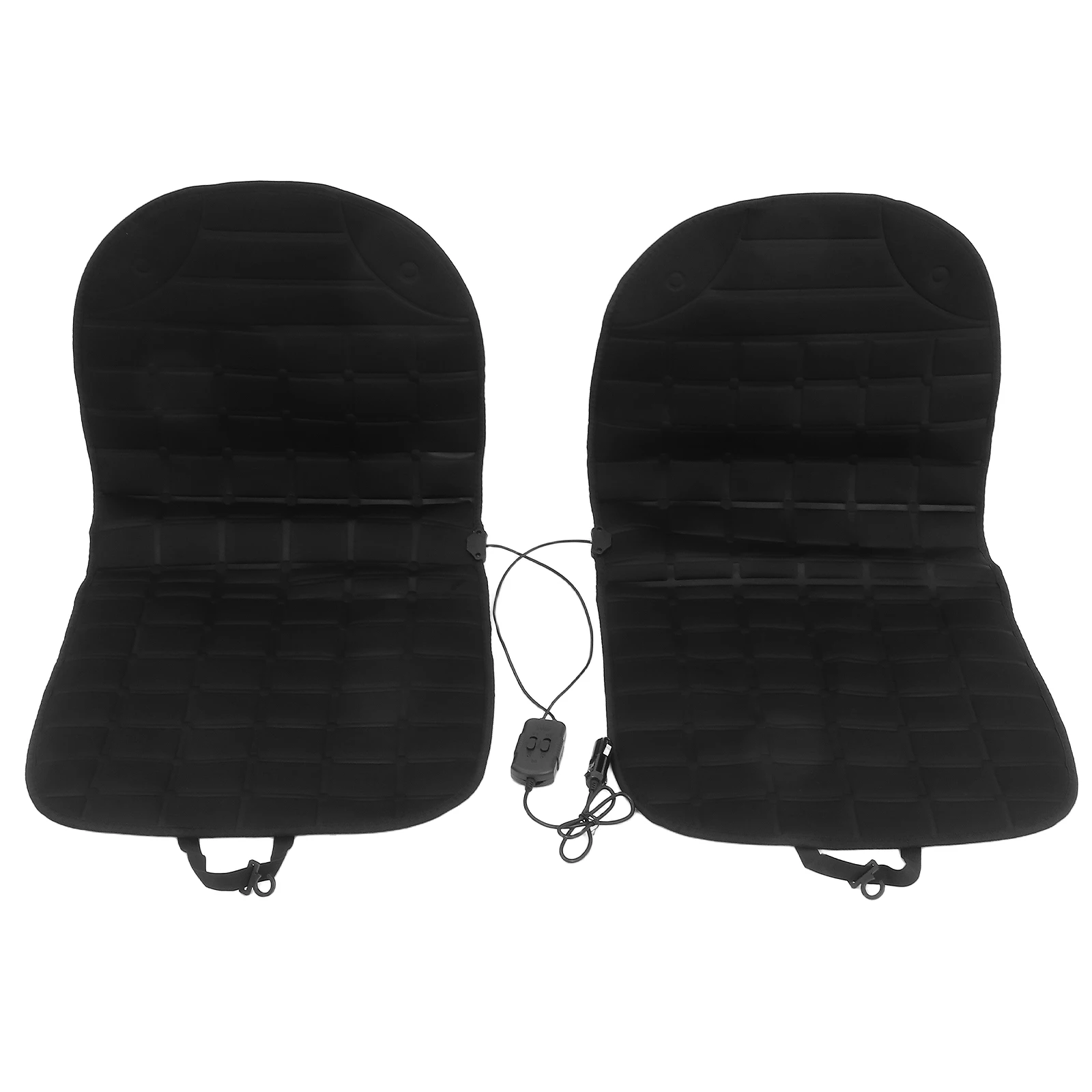 

2 Pcs Car Heated Seat Cushion Winter Warm Knitted Fabric DC12V Heating Dual Control Anti Slip Polyester Fiber