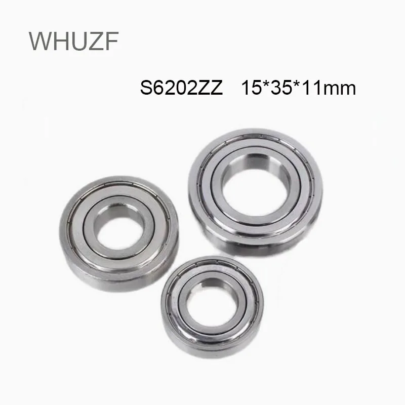 WHUZF Free Shipping 2PCS S6202ZZ Stainless Steel Deep Groove Bearing ABEC-5 15x35x11mm S6202-2Z Ball Bearing S6202Z High Quality