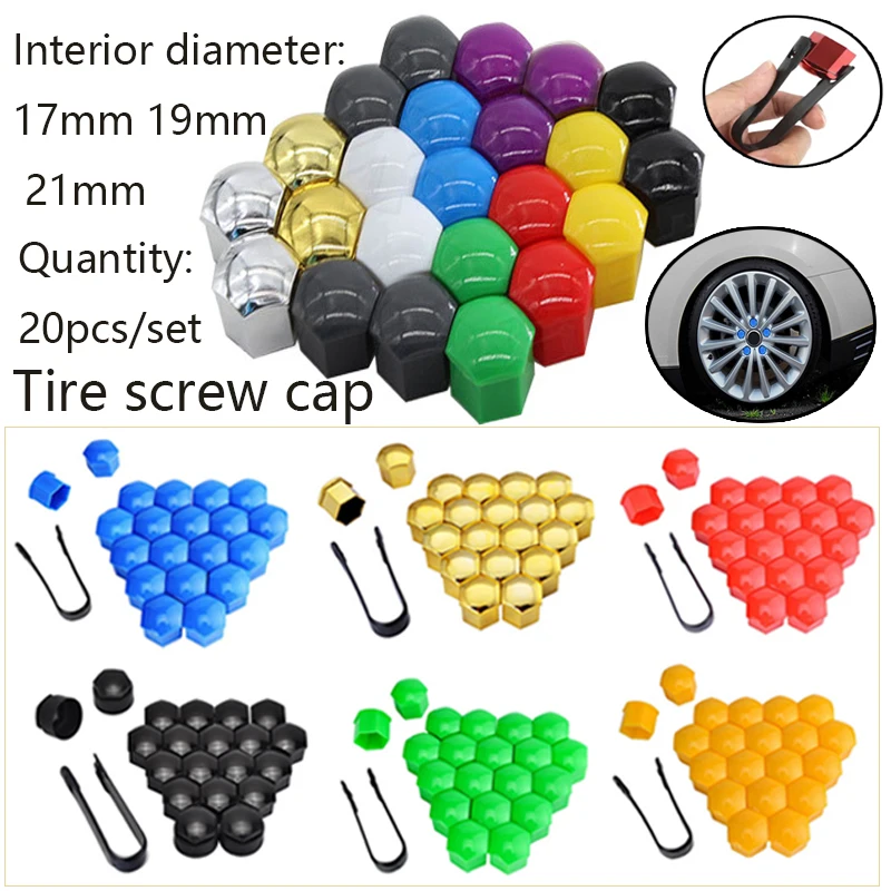 

20pcs Exteriors Decoration Special Socket Protection Dust Proof Car Wheel Nut Caps Auto Hub Screw Cover Bolt Rims 17mm 19mm 21mm