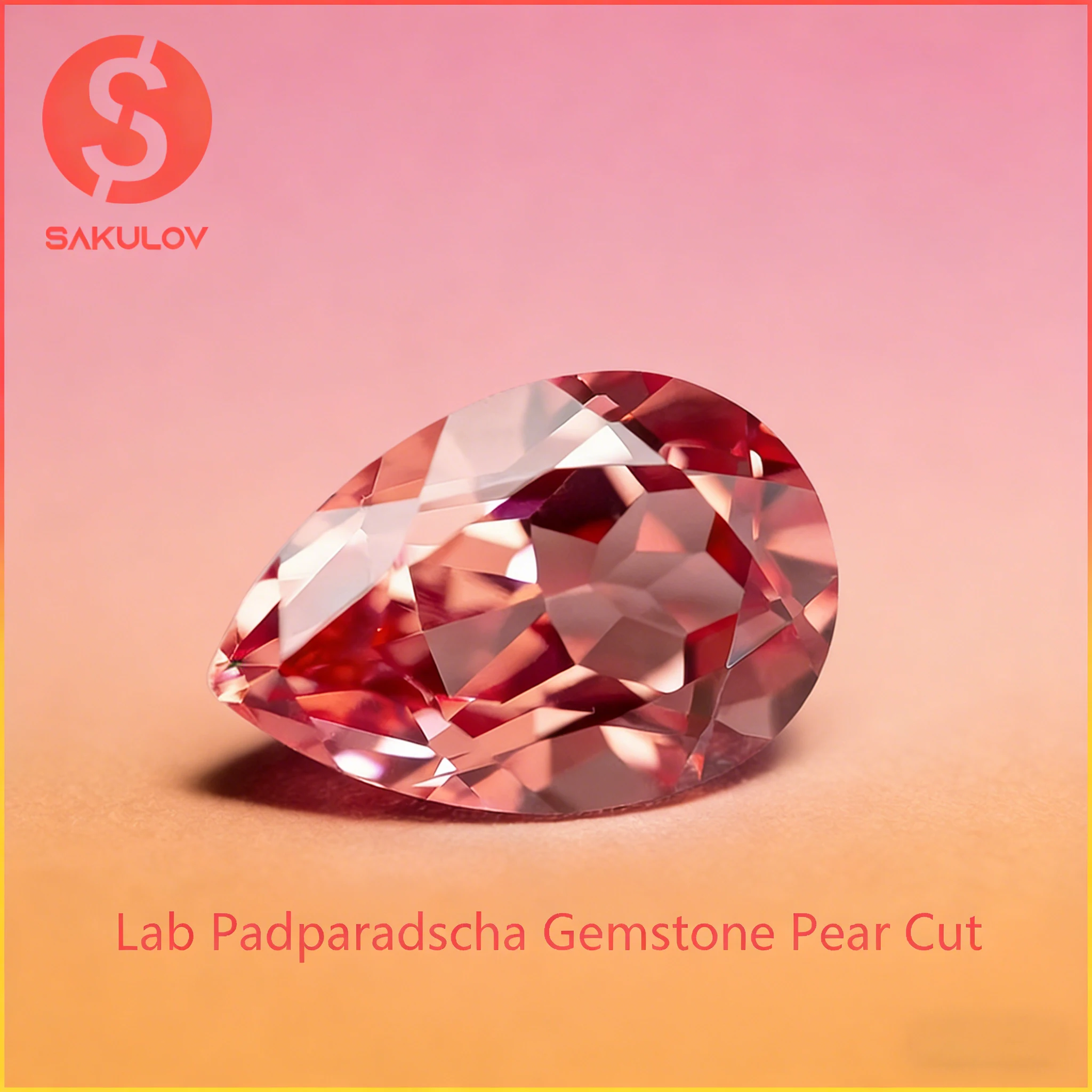 

Lab Padparadscha Gemstone Pear Cut Sunset Color Lab Sapphire Diamonds with Selectable AGL Certificate for Jewelry Making