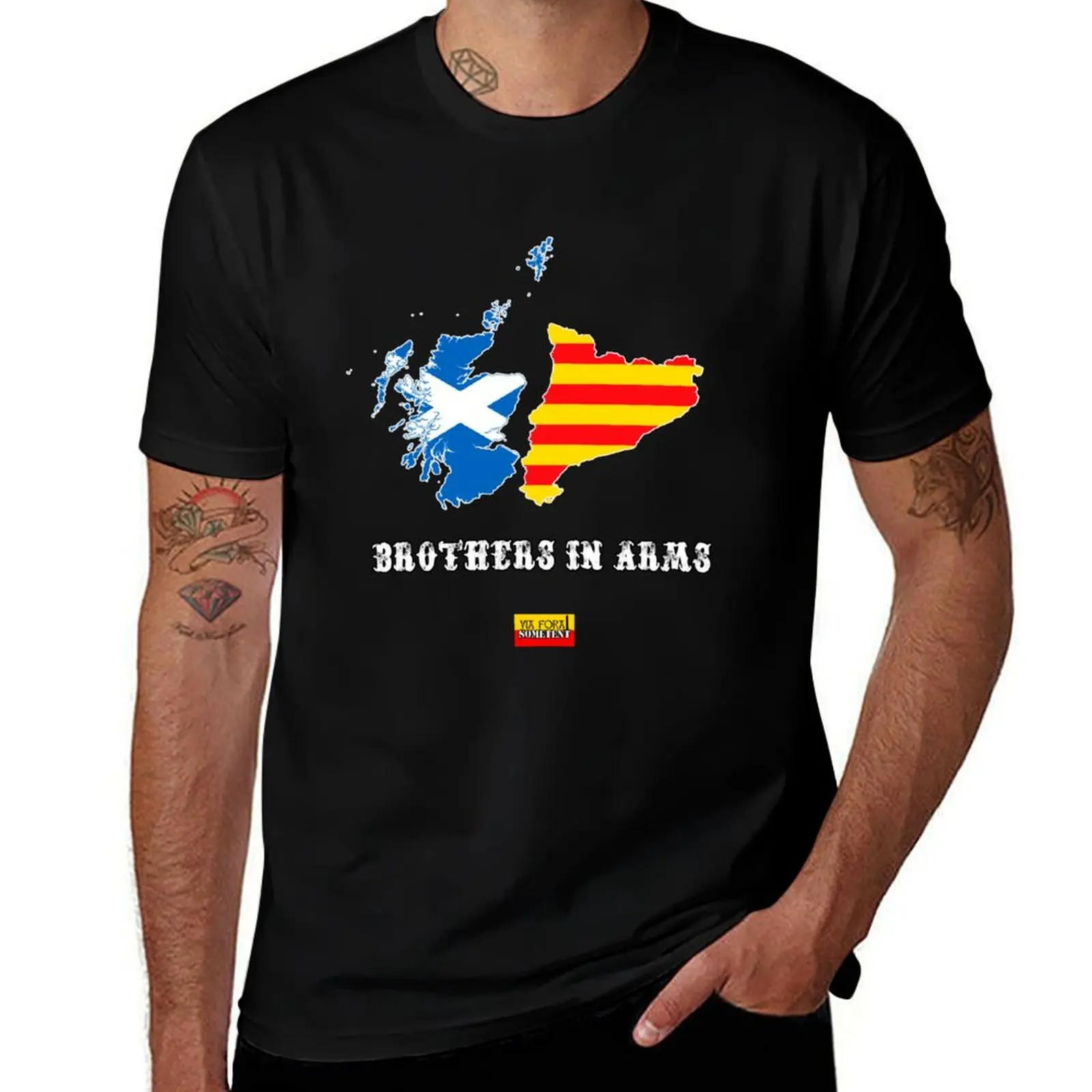 brothers in arms: Scotland Catalonia T-Shirt oversized graphic tee customs anime shirts men