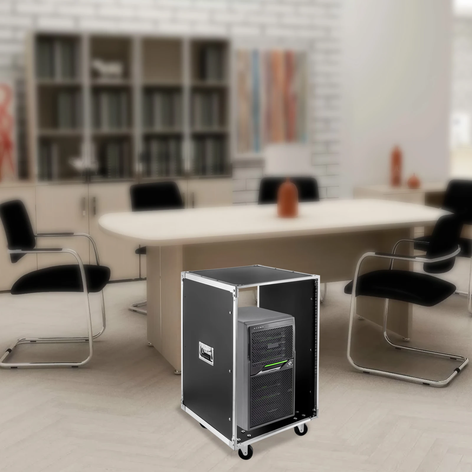 

16U Cabinet AV Rack Case with Wheels, Server Rack Open Frame Rolling Network Data Rack, 19-Inch Universal Equipment Rack Case