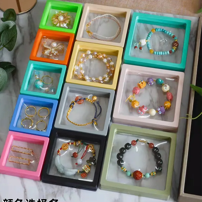 

3D Package Film Jewelry Storage Box Transparent PE Ring Earring Necklace Display Holder Frame Membrane for Organizing And Displa