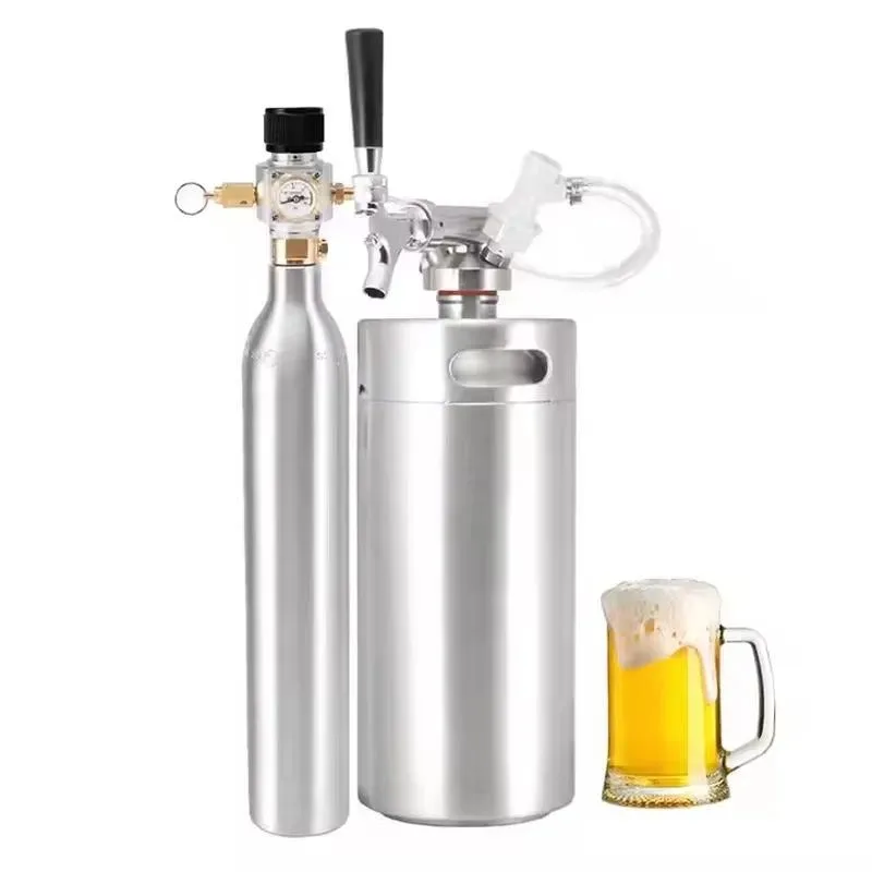 5L 10L Mini Pressure Keg Set with 90 PSI CO2 Inflator and Soda Tank Home Brew Draft Beer Faucet Dispenser