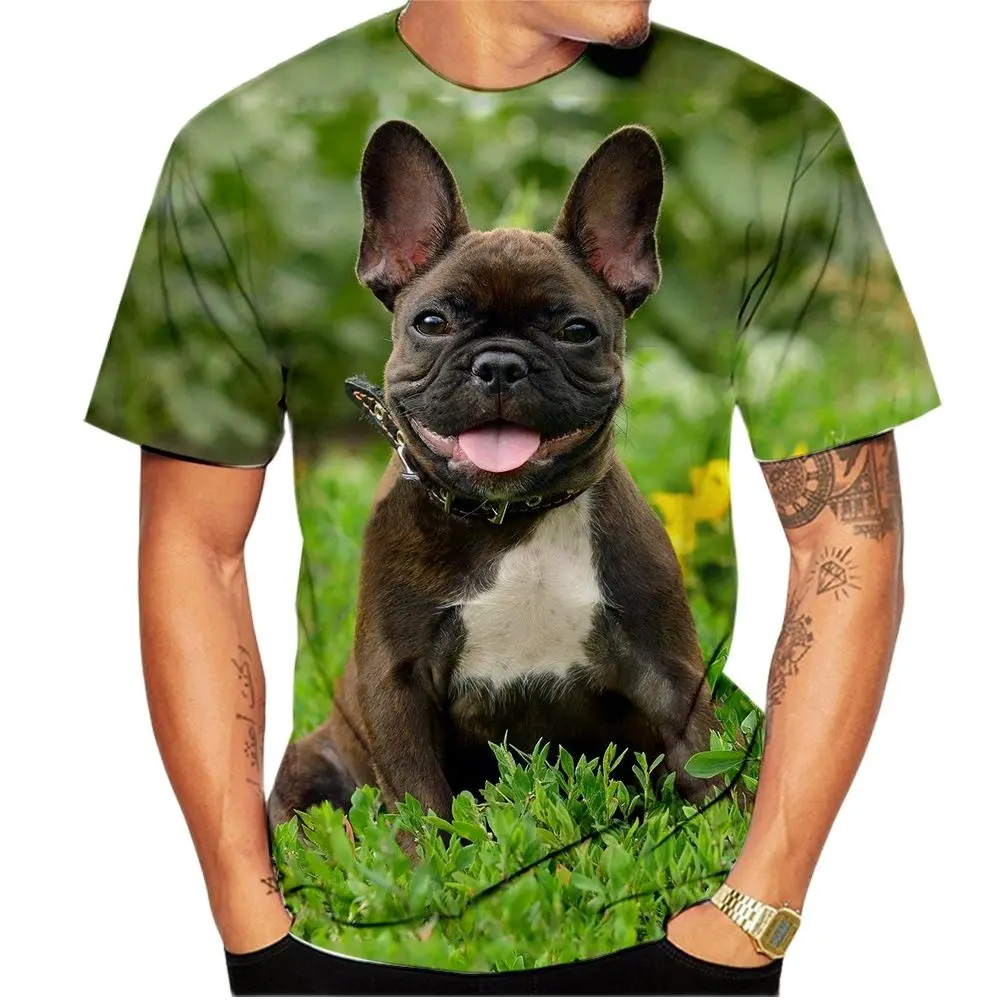 Animal French Bulldog 3D Print T Shirts Summer Men\'s O-Neck Short Sleeve T-shirt Oversized Streetwear Boys Kids Cute Tees Tops