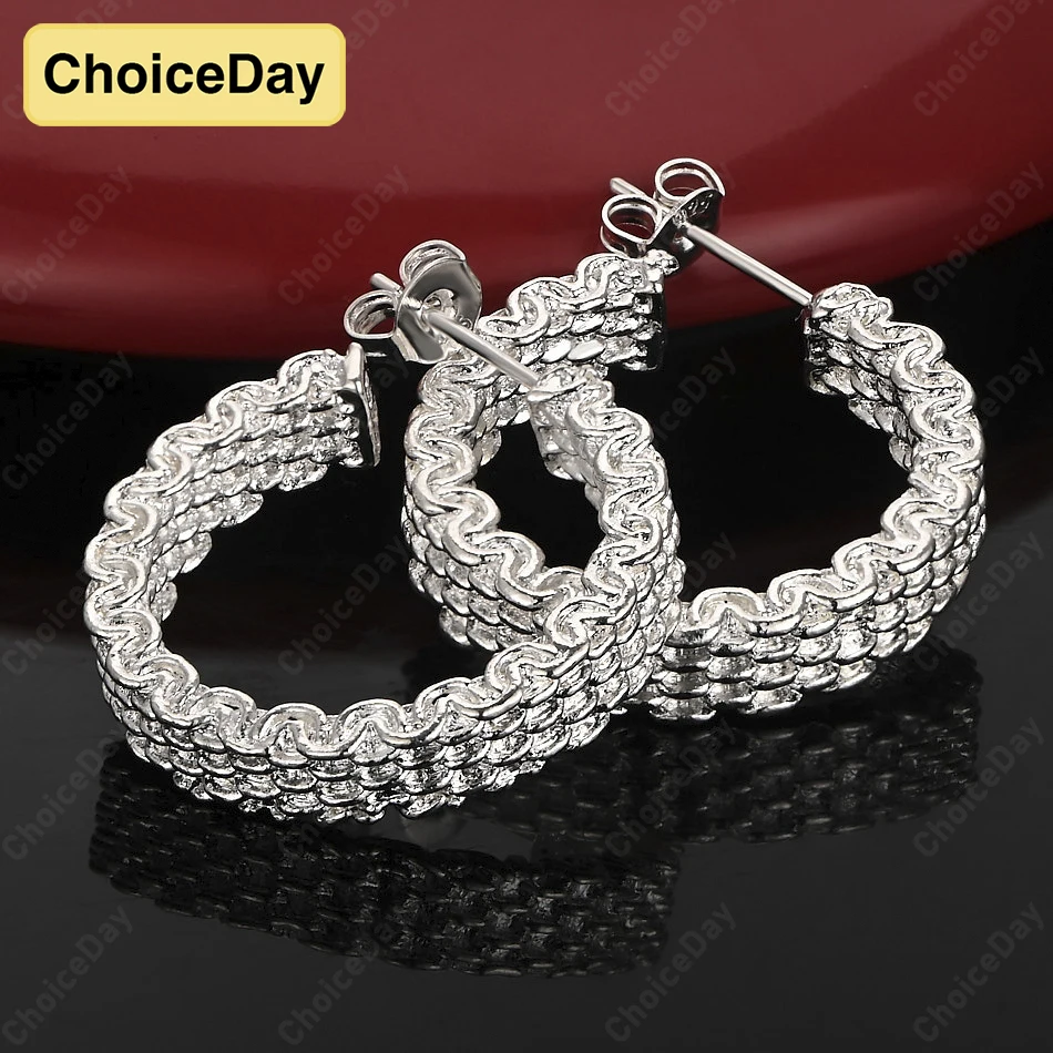 

ChoiceDay 925 Sterling Silver Exquisite Braided Earrings Men Women Fashion Accessories Charm Party Wedding Jewelry