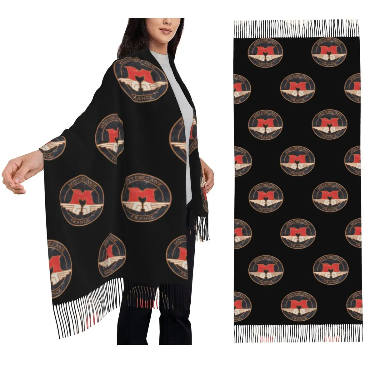 

МОТОКОМЕНТ. Ретро значок, шарф с кисточками, женские мягкие теплые шали и накидки, длинная осенне-зимняя шаль