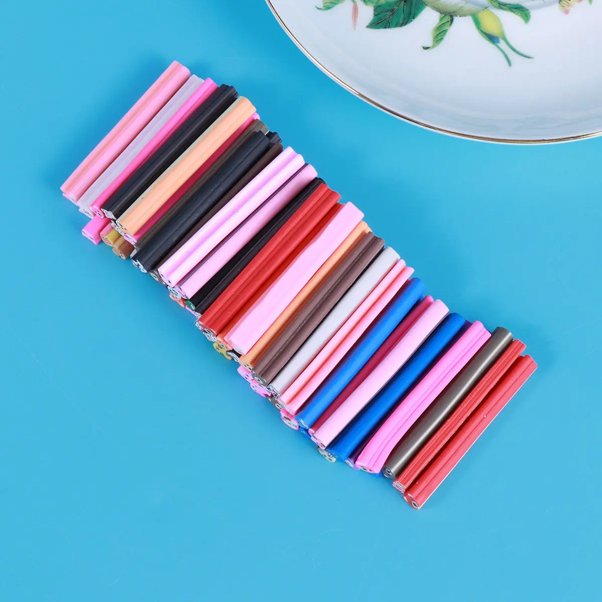 

50Pcs Polymer Clay Cane 3D Nail Art Stickers Rods for DIY Manicure Decoration Vivid Colors Nail Art Supplies Claycanes