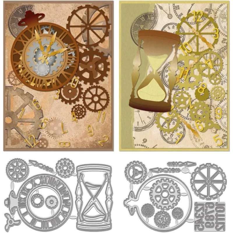 2 قطعة ساعة الجيب الكربون الصلب قطع يموت الإستنسل ساعة الوقت موضوع قالب النقش يموت تخفيضات أداة DIY بها بنفسك بطاقة صنع #1