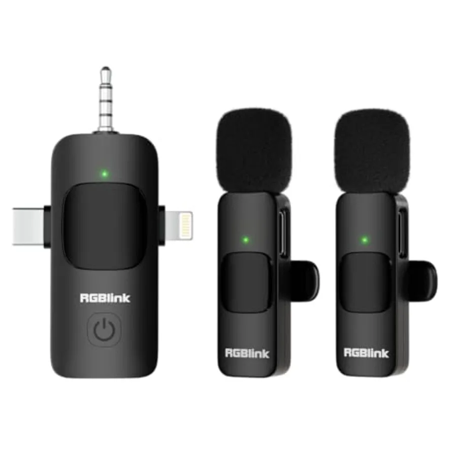 

Wireless Lavalier Microphone 3 in 1 Mini Microphone Lapel Mic Plug Play Compatible with Android DSLR Camera and Laptop Rrding L