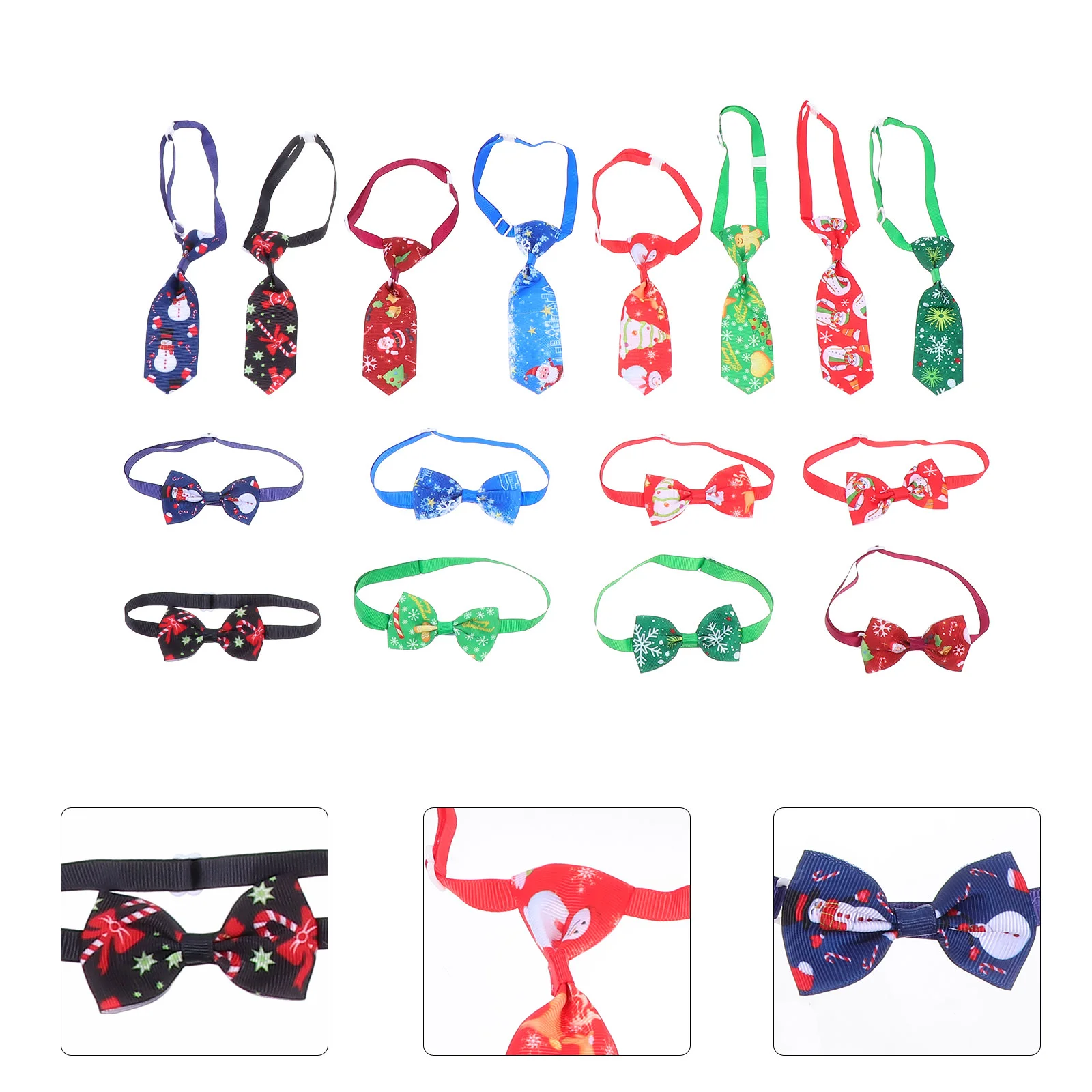 16 Pcs Pet Christmas Bow Tie Dog Necklace Adjustable Collars Ties for Xmas Cat Neckties Dogs Grooming Accessories