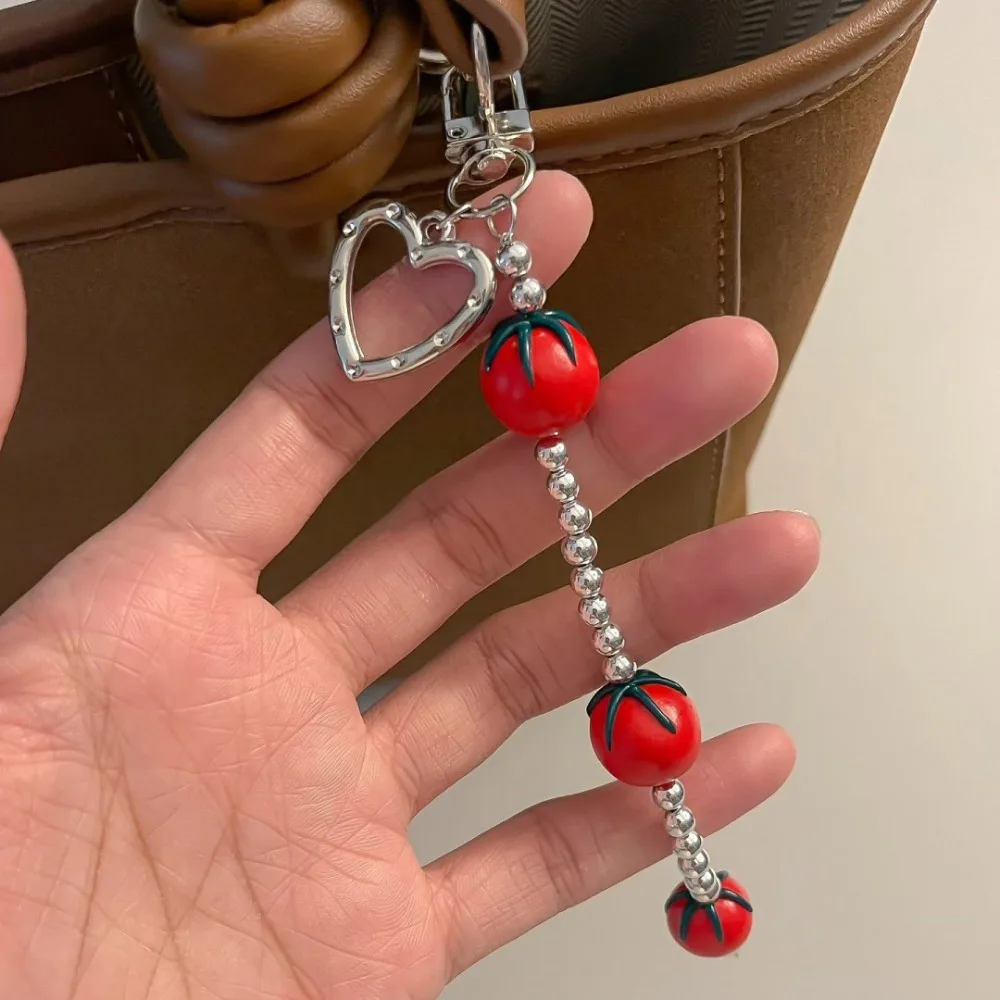 

Горячая распродажа: креативный брелок-подвеска в виде томата с бусинами, модный аксессуар для сумок, украшение для женщин.