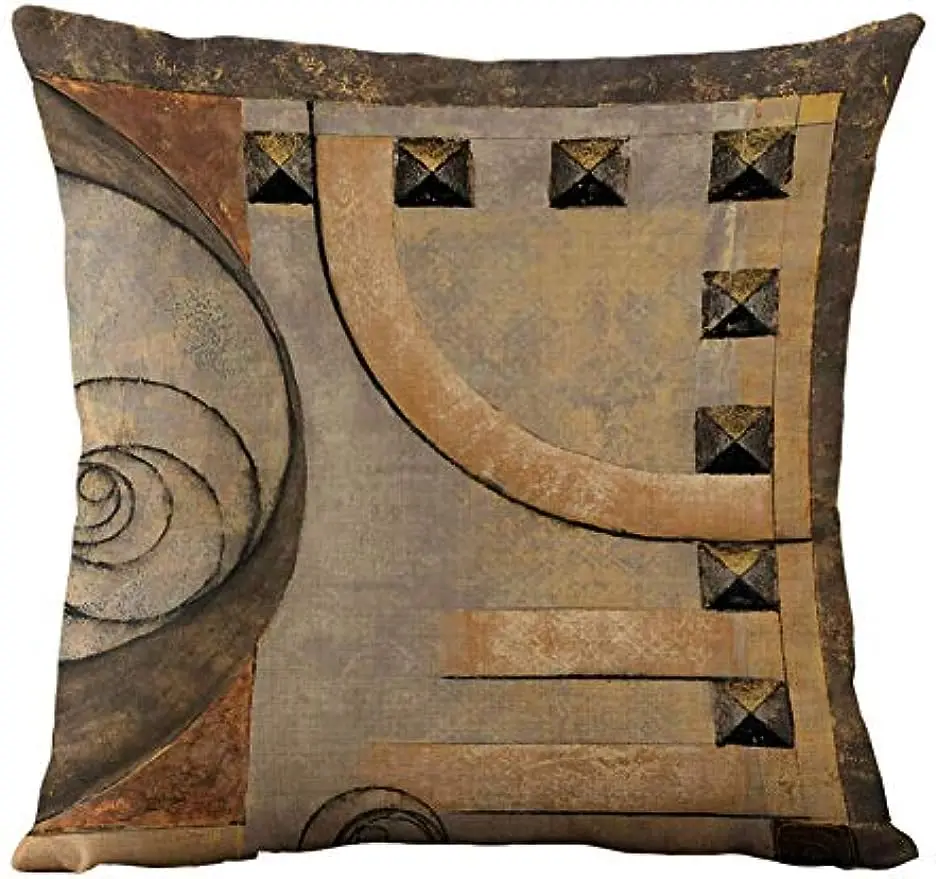 Pillow Cover, 45X45cm, Retro Geometric Decoration Design Living Room Abstract Pattern Printing, Sofa Cushion Cover, Creative