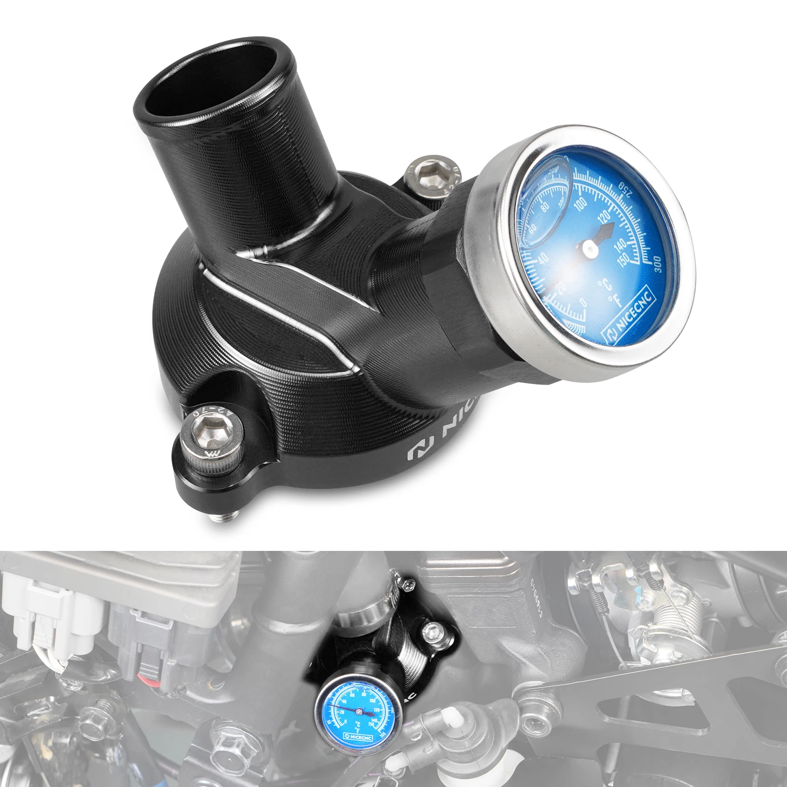 Motorcycle Thermostat Cover Water Temperature Gauge For Yamaha 2019-2024 Tenere 700 XTZ 700 Tenere 700 Rally Edition 2020-2024