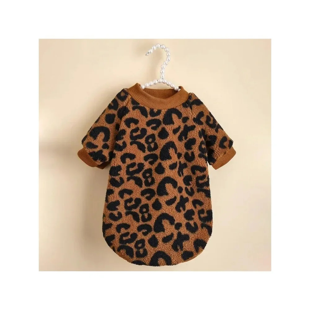 Puppy Pullover Dogs Pet Sweater Winter Leopard Print French Bulldog Winter Warm Sweater Pet Apparel Dog Clothing Kurtka Dla Psa