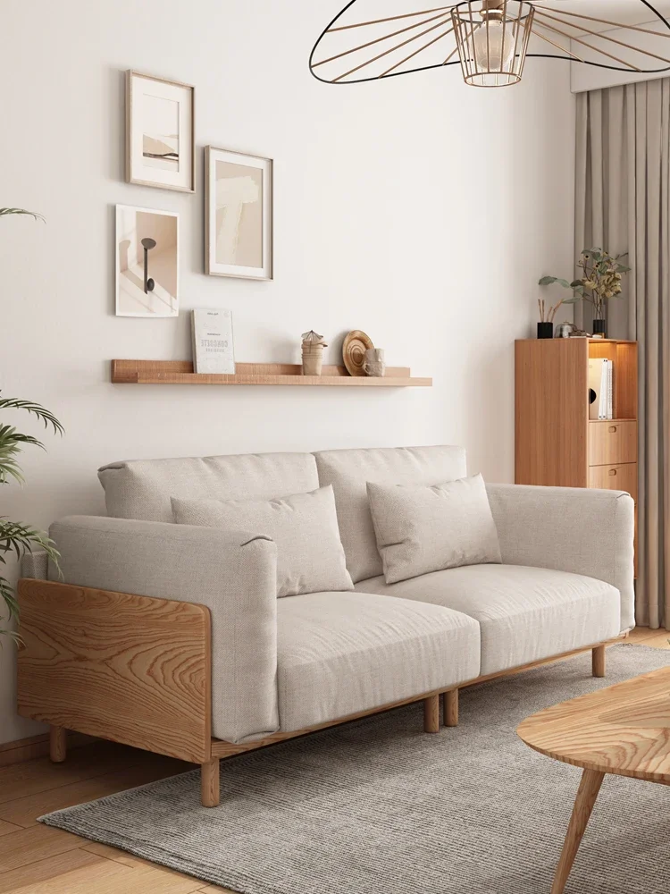 Japanese-style sofa retro fabric cotton and linen Nordic modern simple sofa small apartment living room down