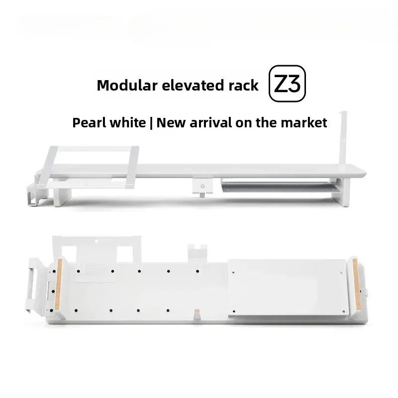 ‌ZORKMOU Z3 Modular Monitor Stand Riser - Ergonomic White Desk Shelf with Storage Elevated Desktop Organizer for PC Screen Setup