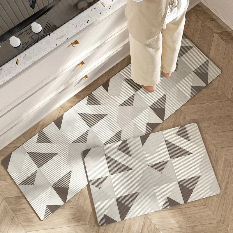 Nordic Geometric Printed Kitchen Floor Mat Household Water Absorbing Wear-Resistant Carpet Easy To Maintain Wash Free Foot Pads