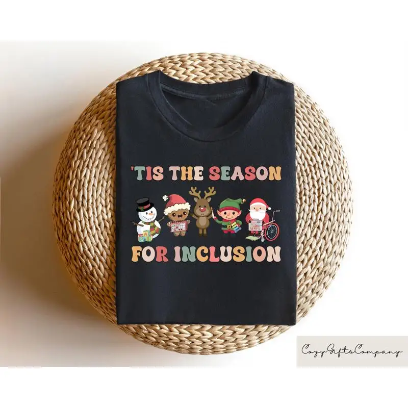 

Tis The Season For Inclusion Teacher T Shirt Retro Christmas Sweat Kindergarten School Xmas