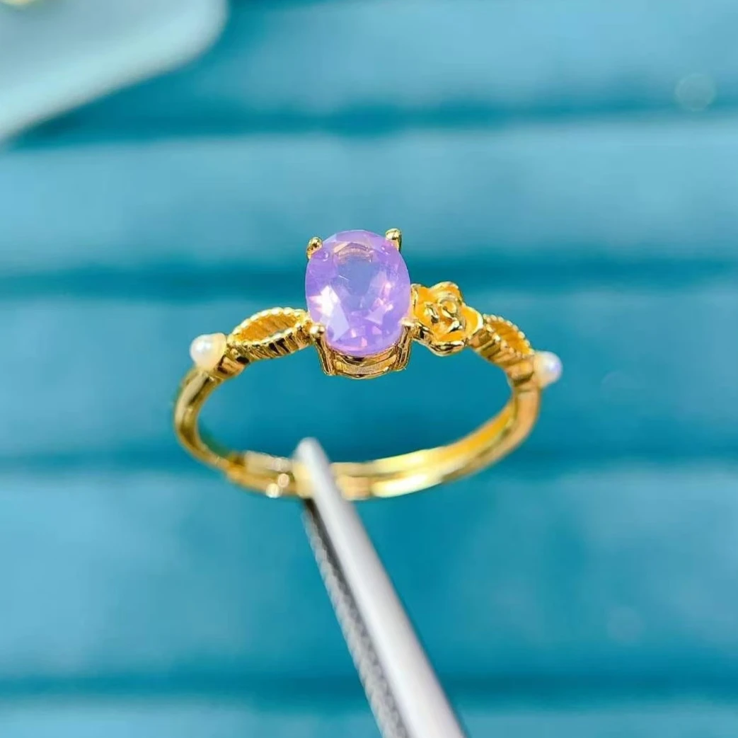 

Natural Amethyst Jewelry with Certificate 5mm*7mm Genuine Amethyst Ring Genuine 925 Silver Amethyst Jewelry