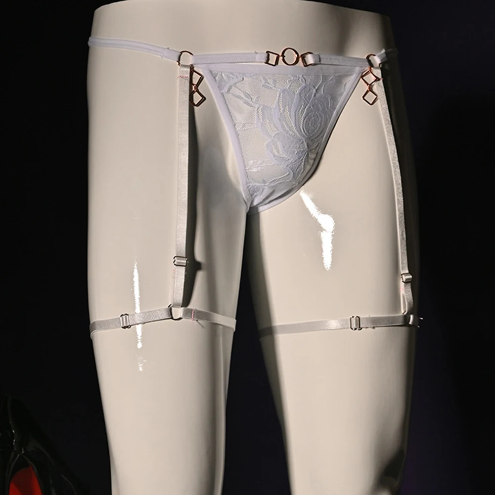 الرجال مثير الدانتيل g-سلسلة الأوسط الخصر الحقيبة سراويل ملخصات الملابس الداخلية مثلي الجنس الذكور T-الظهر انظر من خلال الملابس الداخلية رقيقة جدا السروال #2