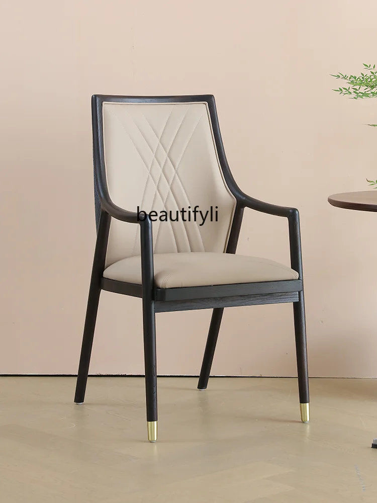 New Chinese-style solid wood dining chair factory direct sales ash wood designer leisure chair stool